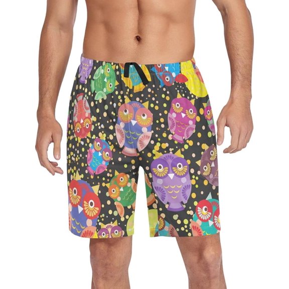 GZHJMY Owl Pajama Pants Short for Men, Lounge Pants Lightweight Men Pajama Bottoms with Drawstring Pockets, Christmas New Year Birthday Gifts, Medium