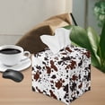 thumbnail image 5 of FUIALDOLG Waterproof Tissue Box Holder, Square PU Leather Tissue Box Cover, Brown Cow Decorative Facial Paper Organizer Dispenser for Bathroom, Night Stands, Desk, 5.1X5.1X5.5'', 5 of 7