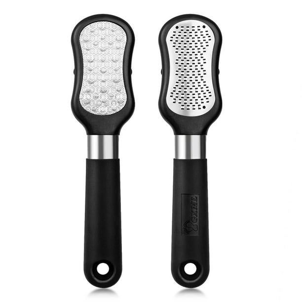 Removedor de callos para pies, exfoliante de pies y almacenamiento de piel muerta de doble cara, herramientas de pedicura para el cuidado de los pies, lima de acero inoxidable de grado
