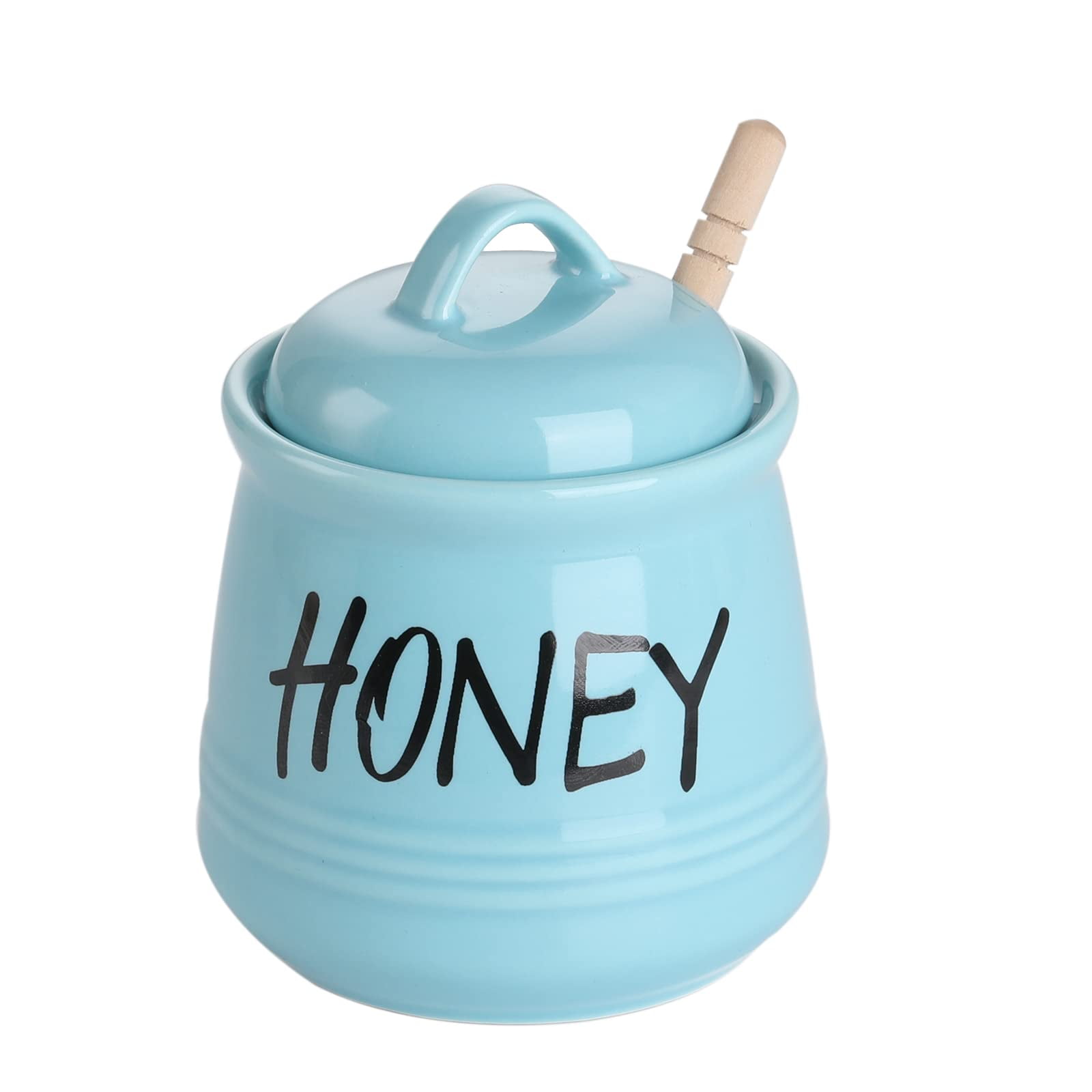 HAOTOP Porcelain Honey Jar with Lid and Honey Dipper 12oz (Turquoise