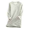 thumbnail image 1 of Moda Keep Warm Mujer Casual Cuello en V Manga larga Sólido Señoras Sudaderas Blusa Tops Pompotops  gfhjh20615, 1 of 3