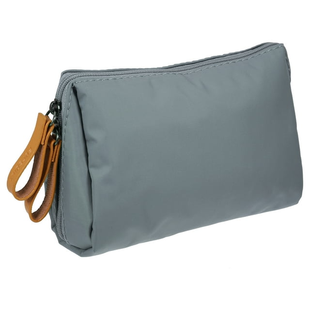 Bolsa de maquillaje pequeña Unique Bargains Bolsa de maquillaje Gris Beige 16.5x10.5x6.5cm