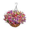 thumbnail image 2 of Flores artificiales colgantes en cesta, flores falsas, forro de coco, cadena, maceta A, 2 of 9
