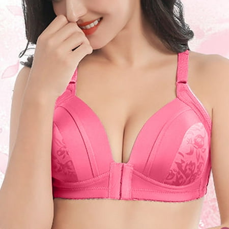 

UoCefik Bras for Women Front Closure Wirefree Padded Everyday Bra Hot Pink XL