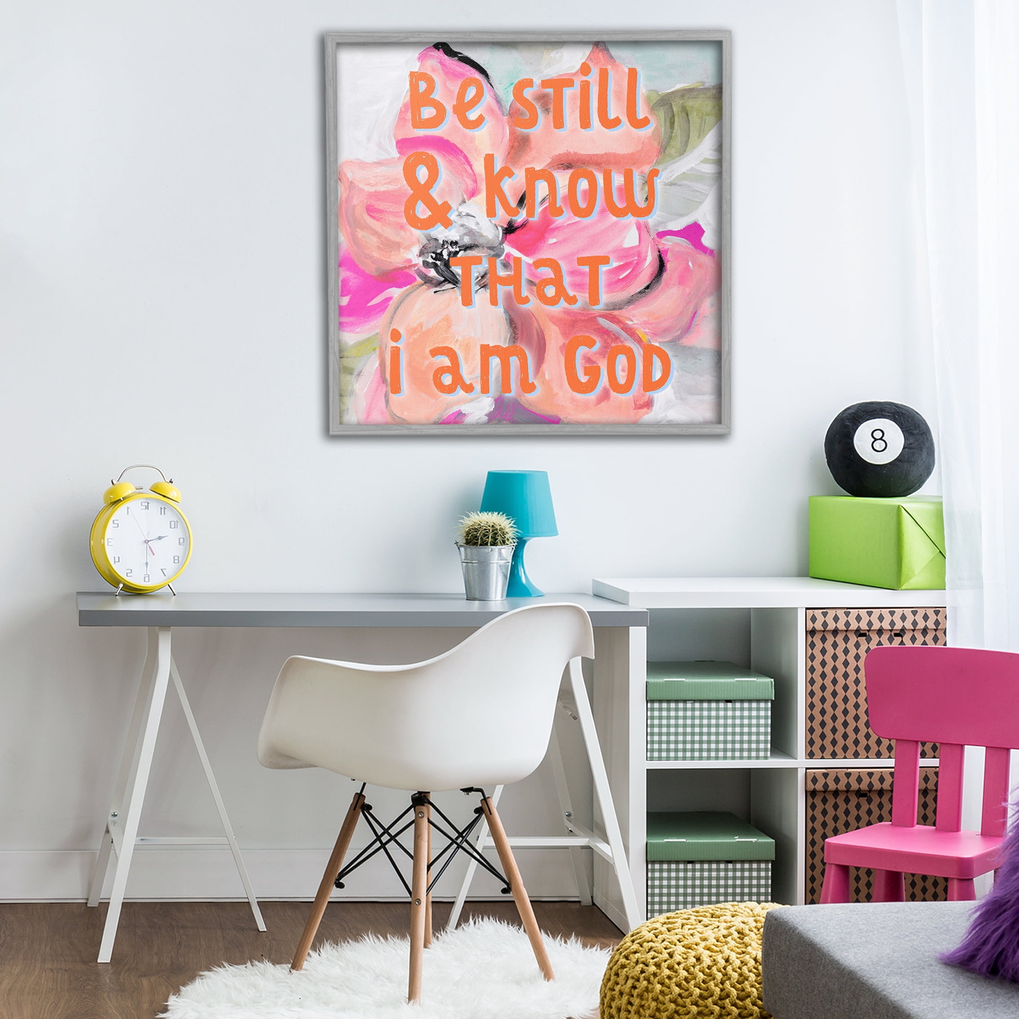 Stupell Industries Bright Be Still Scripture Gray Framed Giclee Art, design by Lanie Loreth