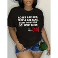 thumbnail image 3 of Roses Are Red Print T-Shirt, Casual Crew Neck Short Sleeve T-Shirt, Women's &nbspClothing Tee For Adult, Men, Women, Teen, Teenager, Adolescent, Youth, 3 of 6