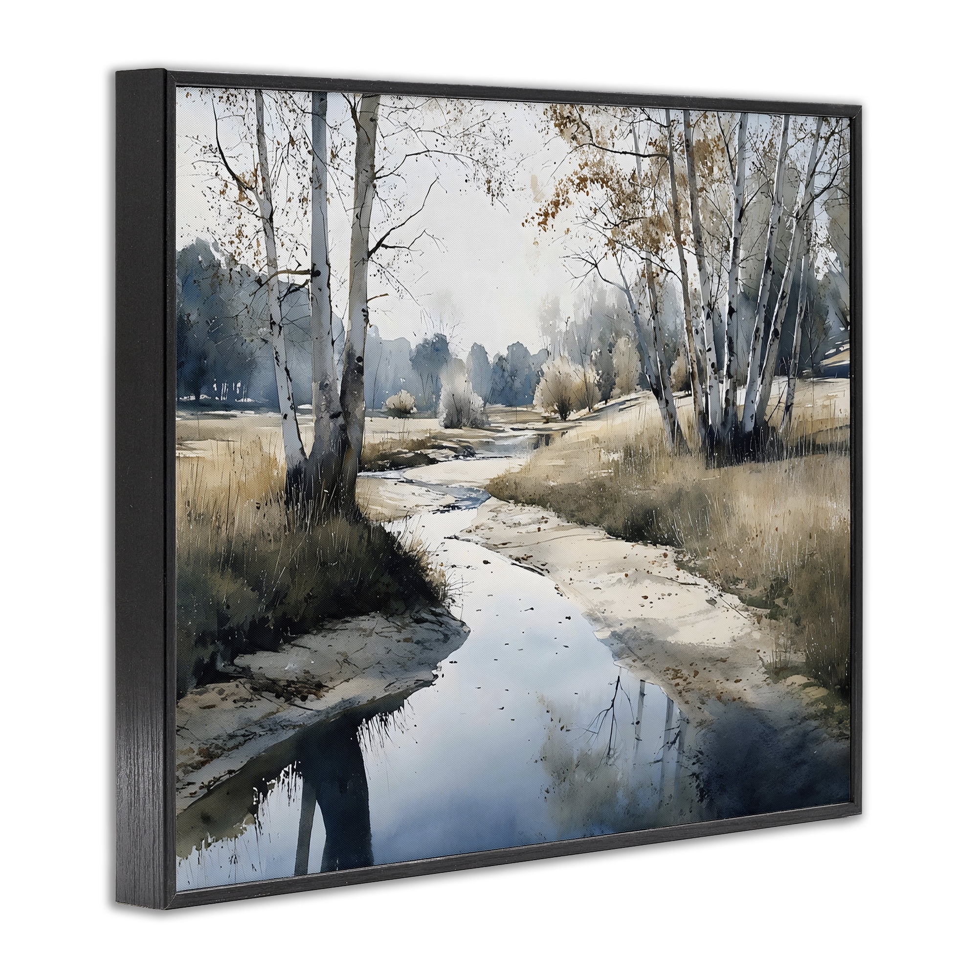 Stupell Industries Birch Tree Creek in Autumn Black Framed Giclee Art, design by Franklyn Gregory