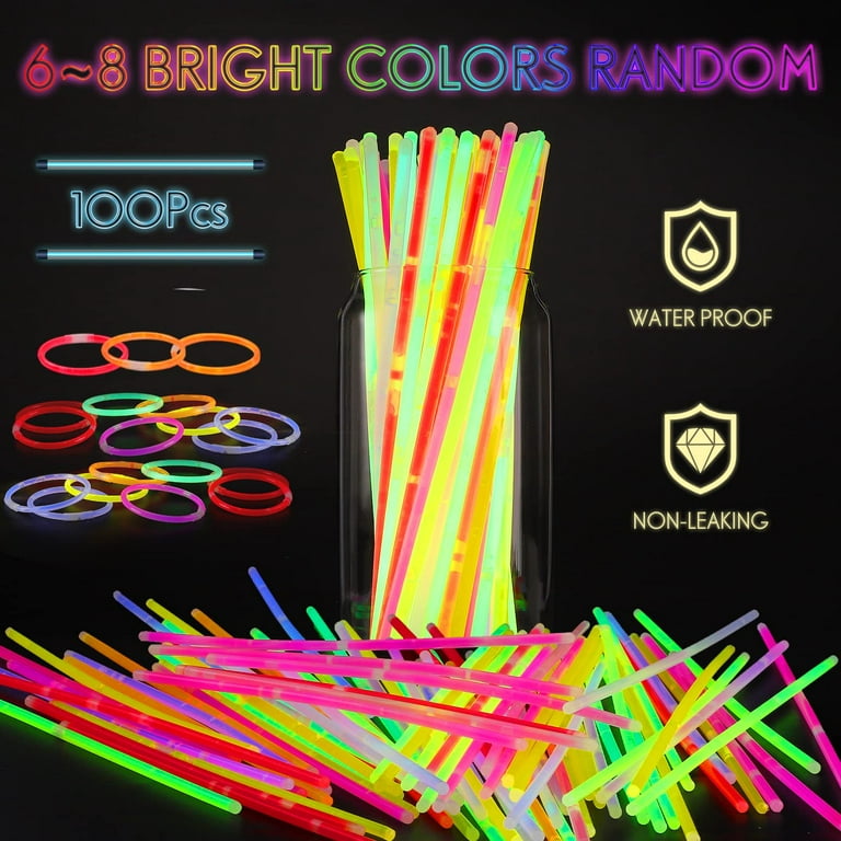 100PCS 8 Inch Glow Sticks Party Supplies Glow in the Dark Party
