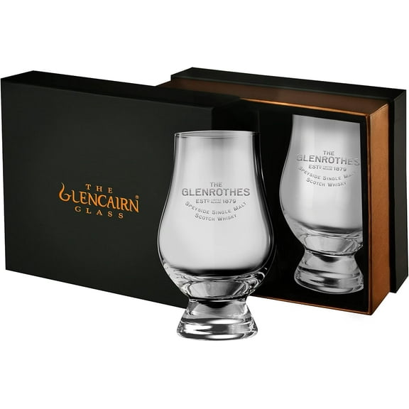 GLENCAIRN GLEN ROTHES BRANDED WHISKY GLASS, SET OF 2 IN PRESENTATION BOX