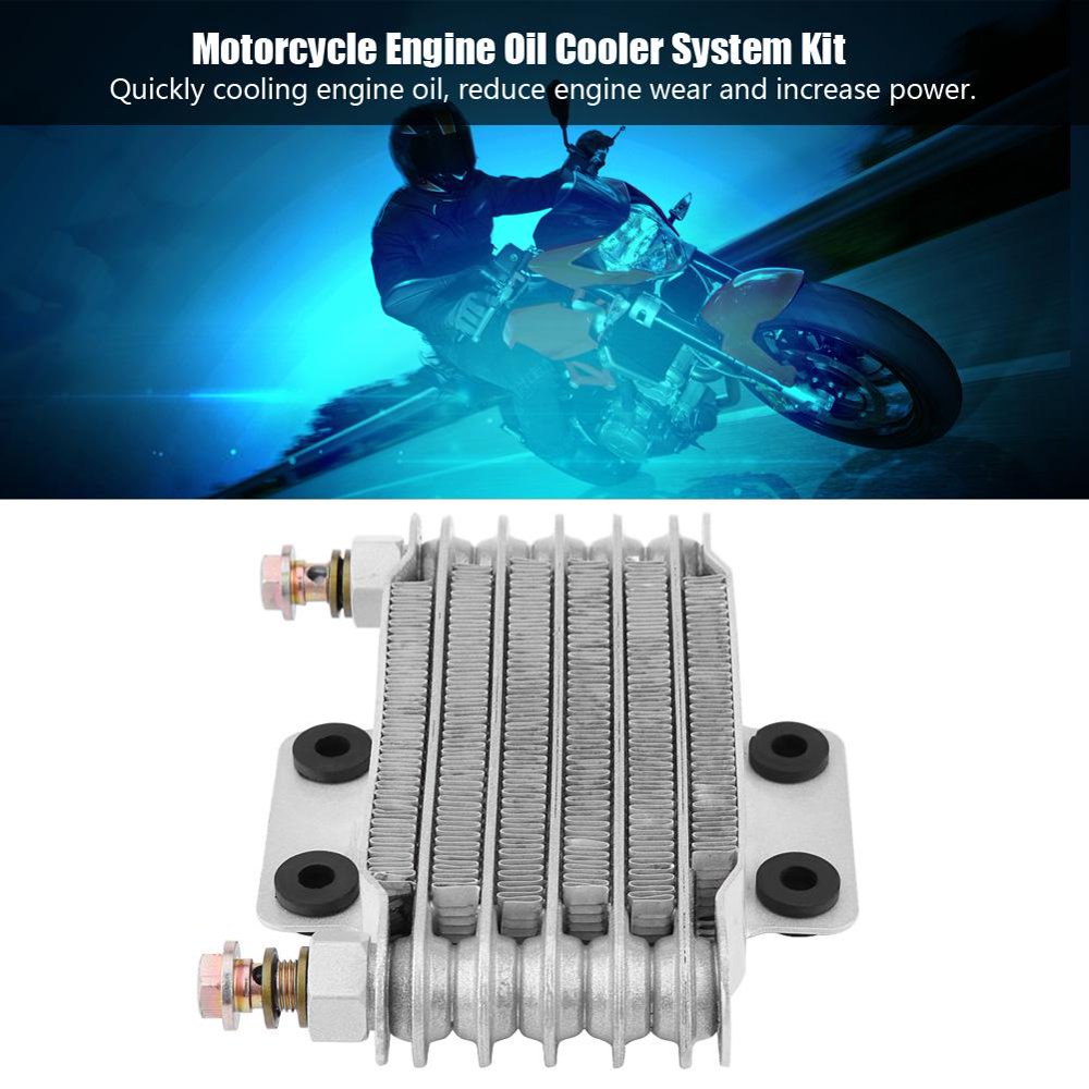 OTVIAP Motorcycle Engine Oil Cooler Oil Cooling Radiator System Kit for