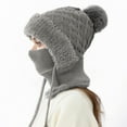 thumbnail image 2 of Bibifish Womens 2 In 1 Scarf Hat Sets Knitted Hat And Neck Warmer Winter Outdoor Cycling Windproof Thickened Onepiece Neck Scarf Sets For Ladies, 2 of 3