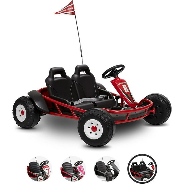 Radio Flyer Ultimate Kart Électrique 24 Volts pour Enfants de 3 à 8 Ans, 2 Places, Rouge