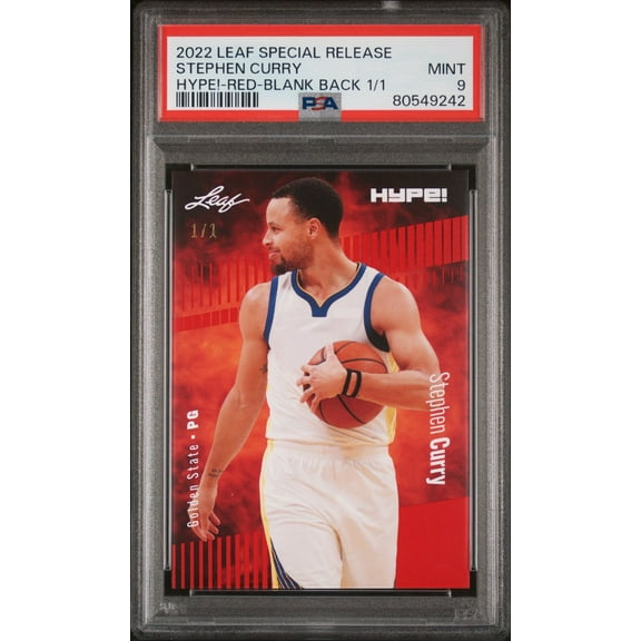 Stephen Curry PSA 9 2022 Leaf Hype! #92 Red Blank Back 1/1 Rare Trading Card Golden State Warriors