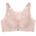 thumbnail image 2 of Mrat Woman's Fashion Front Closure Rose Beauty Back Wire Free Push up Hollow out Bra Underwear S-35 Pink-A S, 2 of 8