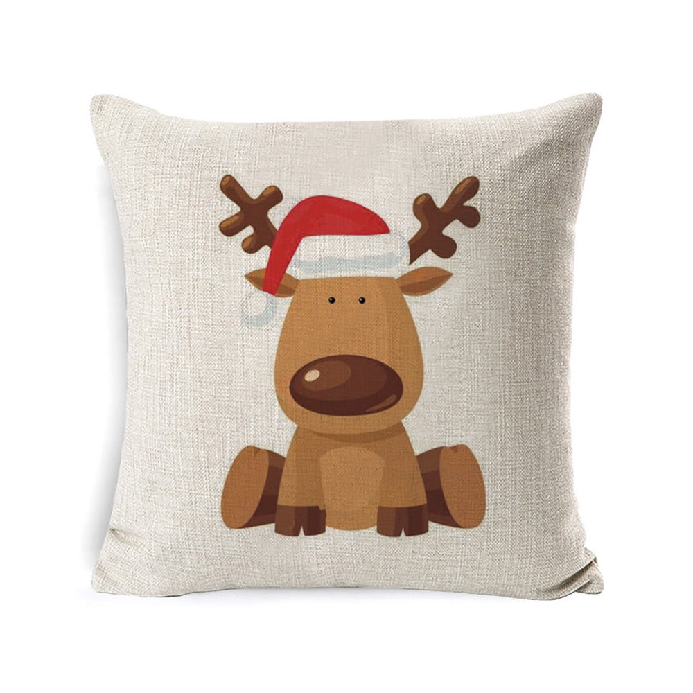 Christmas Decorations Throw Pillow Covers Burlap Elf Gnome Santa Printed Winter Pillow Cases Car