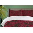 thumbnail image 4 of Ambesonne Abstract Duvet Cover Sets, Oriental Flowers Scenery, 2-King, Ruby and Evergreen, 4 of 7