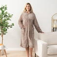 thumbnail image 4 of PAVILIA Womens Housecoat Zip Robe, Sherpa Zip Up Front Robe Bathrobe, Fuzzy Warm Zipper House Coat Lounger for Women Ladies Elderly with Pockets, Fluffy Fleece Long - Beige Taupe (Large/X-Large), 4 of 10