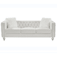 thumbnail image 4 of Three-seater Sofa with Crystal Feet, Accent Sofa with Rectangle Armchair, Velvet Crystal Buckle Upholstery Sofa with Removable Cushion and Two Plush Pillow, Beige, 4 of 9