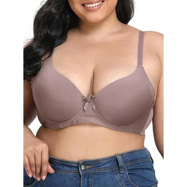 Sostén, Sujetador de talla grande para mujer, copas acolchadas de cobertura completa con aros Abanopi 44D