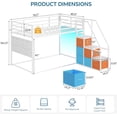 thumbnail image 2 of Twin Size Low Bunk Beds with LED Lights, Twin Over Twin Bunk Bed Frame with 6 Storage Drawers and Pocket Organizer for 2 Teens, Twin Metal Bed Frame with Reversible Storage Staircase, White, 2 of 9