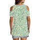 thumbnail image 4 of Tops de Algodón para las Mujeres Color Bloqueado Impreso Manga Corta Cuello en V Fuera Del Hombro, Top de Moda para Diario, 4 of 6