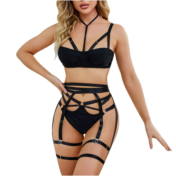 Pisexur Sexy Mesh Sheer Lingerie Set for Women Bra and Panty 2 Piece 