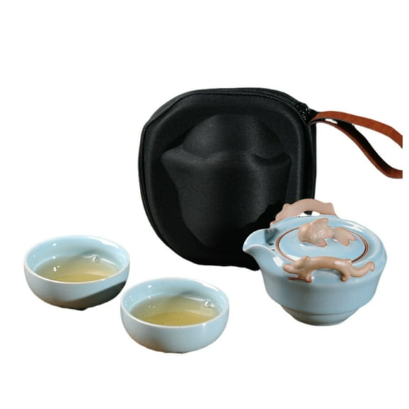Portable Ceramic Tea Set, Kung Fu Tea Cup Set for Adults Japanese Tea Service Teaware Sets with Storage Bag Tea Ceremony for Outdoor