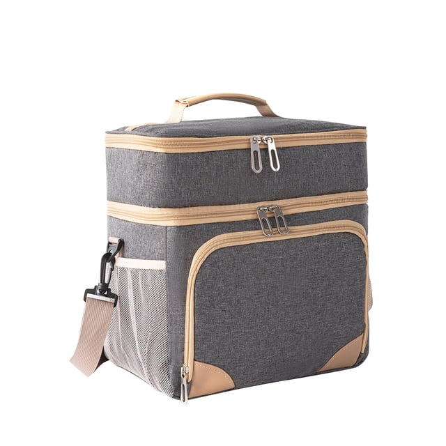 ¡Campaña con descuento!Fiambrera grande aislada, bolsa de almuerzo doble resistente, bolsa refrigerada a prueba de fugas, adecuada para hombres y mujeres, adultos, vuelo, playa, viaje de un día