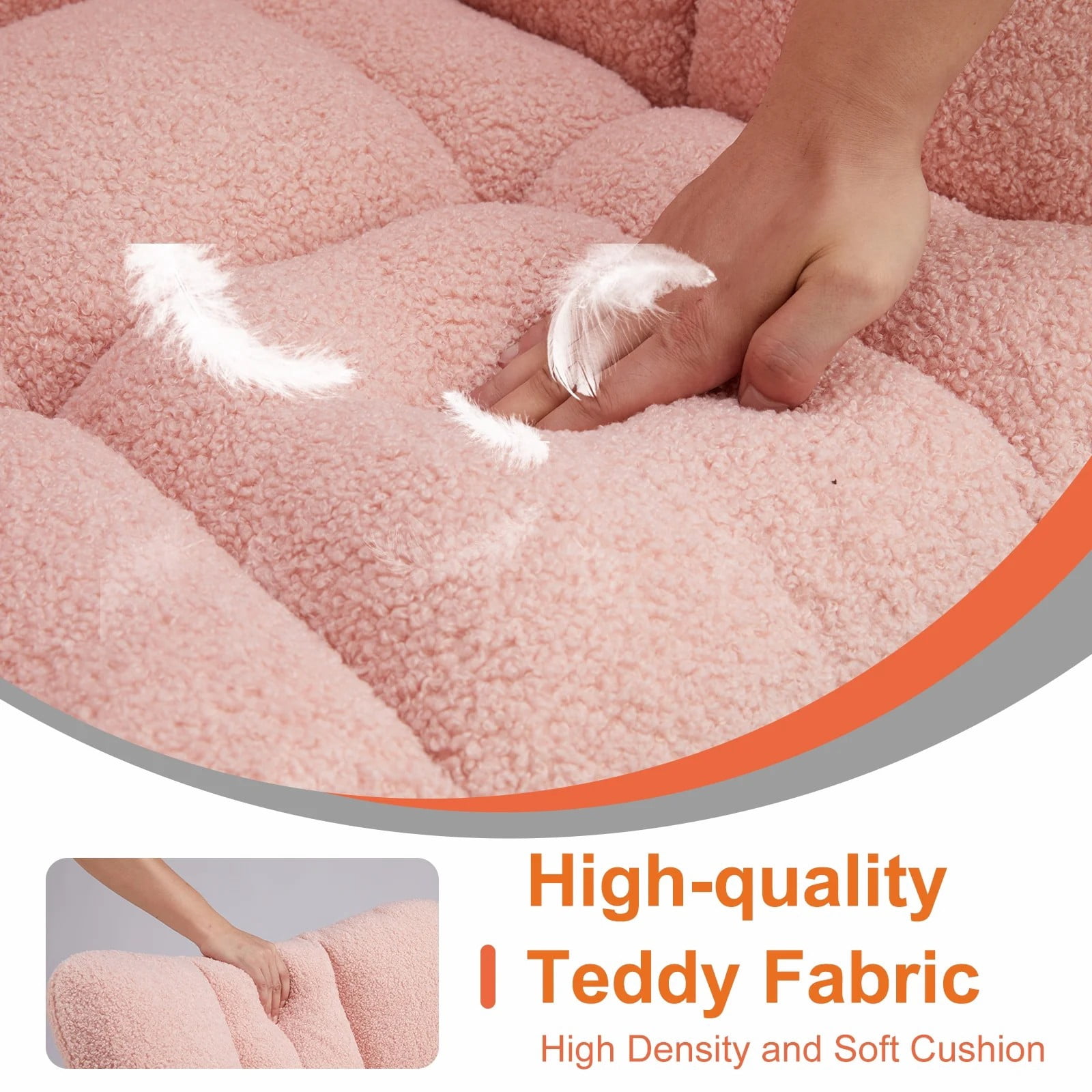Modern Rocking Chair – Plush Teddy Upholstered Glider with High Back & Armrests, Living Room & Bedroom Accent Chair,Pink