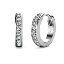 Cate & Chloe Skye 18k White Gold Plated Hoop Earrings with Swarovski Crystals Gift for Women