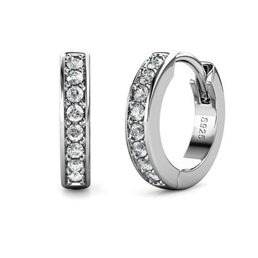 Cate & Chloe Skye 18k White Gold Plated Hoop Earrings with Swarovski Crystals Gift for Women