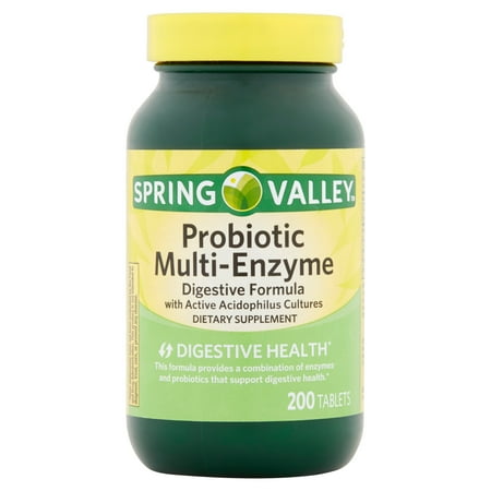 Spring Valley Probiotic Multi-Enzyme Digestive Formula Tablets, 200 Ct