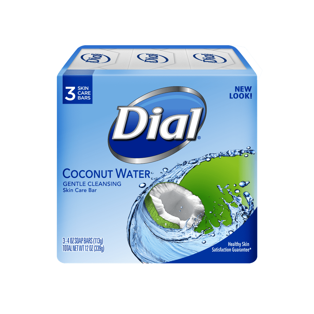 Dial Skin Care Bar Soap, Coconut Water, 4 Ounce, 3 Bars