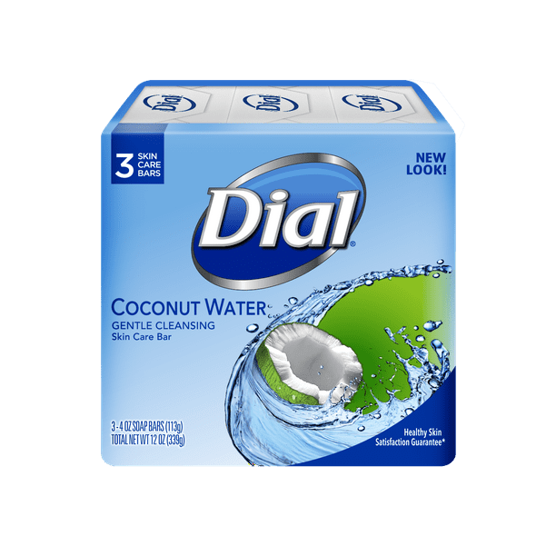 Dial Skin Care Bar Soap, Coconut Water, 4 Ounce, 3 Bars