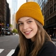 thumbnail image 7 of Women's Waffle Knit Beanie, Solid Color Rolled Brim Slouchy Hat, Thickened Winter Warm Cuffed Hat for Outdoor, Casual Daily Wear and Gift Coffee, 7 of 7