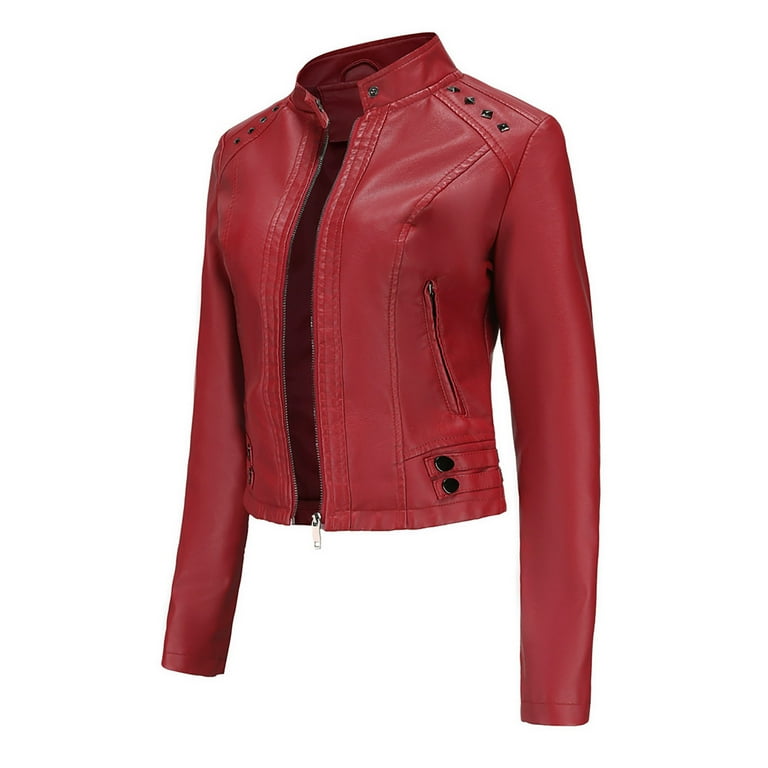 Girls red hot sale leather jacket