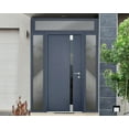 thumbnail image 3 of Front Exterior Prehung Steel Door / Cynex 6777 Grey / 2 Side and Top Exterior Window / Stainless Inserts Single Modern Painted-W14+36+14" x H80+16"-Left-hand Inswing, 3 of 7