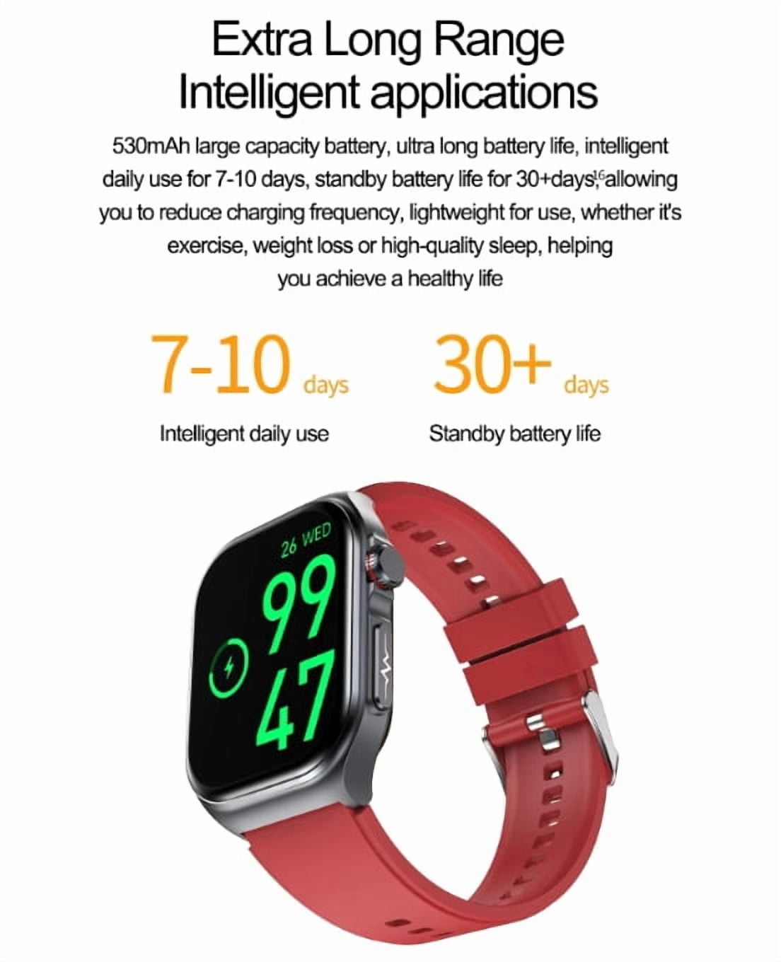 LAATIKUI ET585 smart watch Bluetooth GPS men and women sports mode 2.04-inch fitness exercise tracker answering/calling/smart reminder