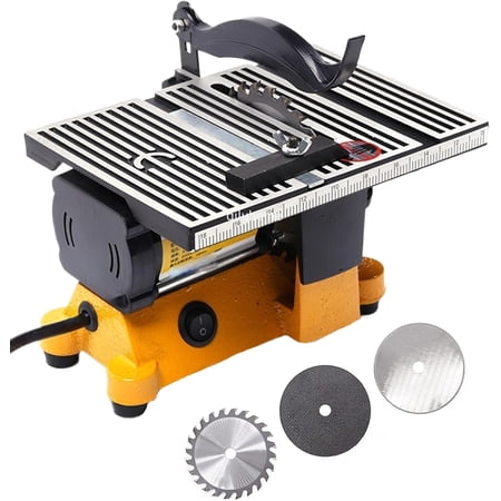 4" 60W Mini Table Saw Top Cut Off Miter Saw Multifunctional Desktop Saws w/ 3 Bladesfor Precision Cut Metal Wood Frame Molding