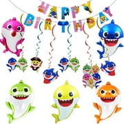 Baby Shark Birthday Decorations for Kids, Baby Shark Balloons, Baby Shark Birthday Banner, Baby Shark Hanging Swirls for Kids Party Supply