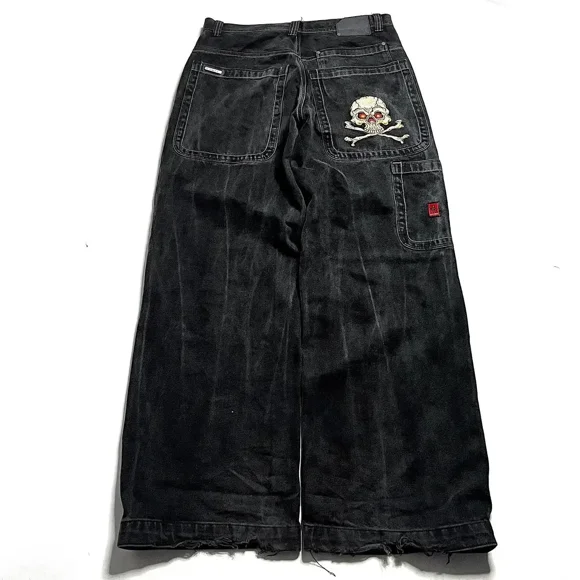 JNCO Streetwear Dress New Dice Embroidered Baggy Jeans Y2K Harajuku Style Fashion Retro Leisure Gothic High Waist Wide Leg Pants ZR