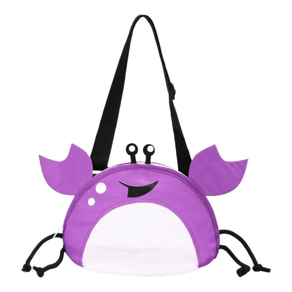 Shell-Shaped Bag,Crab Shaped Mesh Beach Bag with Adjustable Strap, Sandproof Collecting Bag for Kids, Shell and Pool Toy Storage for Summer Outdoor Travel