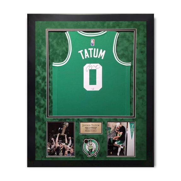 Jayson Tatum Boston Celtics Autographed Jersey Framed to 32x40 Fanatics