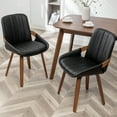 thumbnail image 4 of FOWEOAIU Modern Dining Chairs,Leather Upholstered Walnut Wood Kitchen Dining , Black (Set of 2) ﻿, 4 of 14