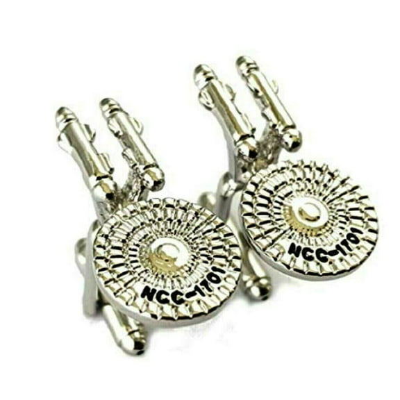 Star Trek Original Enterprise NCC-1701 Silvertone Metal/Enamel Cufflinks