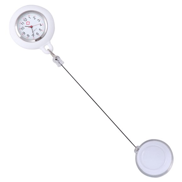 Badge Reel Pocket Watch Fashion Pocket Watch Clip-on Pocket Hanging Watch Creative Pocket Hanging Watch Test Watch for Students (White)