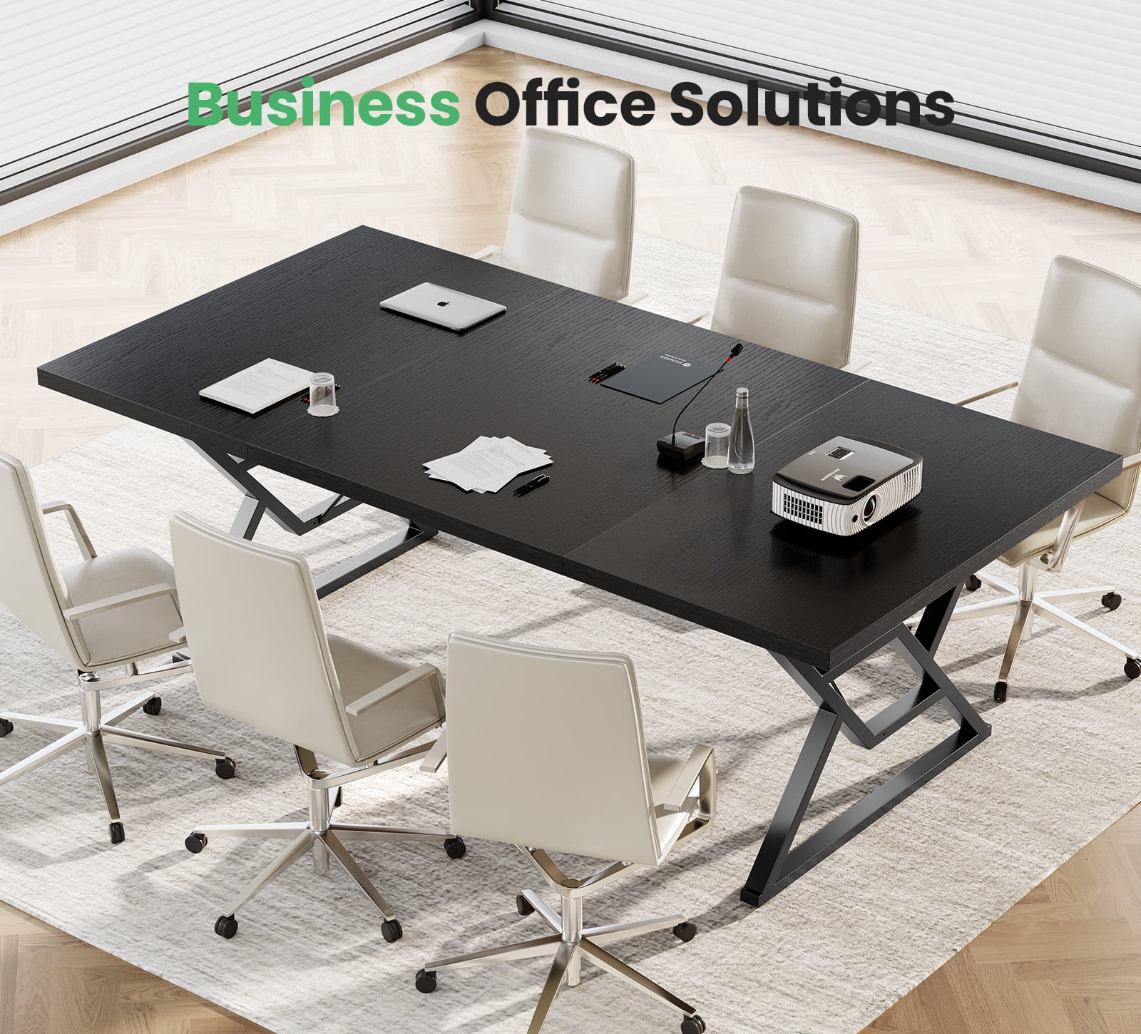 Computer Desk Executive Desk With Thick Wooden Tabletop And Metal Frame