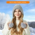 thumbnail image 7 of Holzlrgus Women Winter Sherpa Beanie Hats Knit Ear Flaps Peruvian Cover Ears Fleece Lined Fluffy Ski Snow Hat 3 Pompoms, 7 of 7