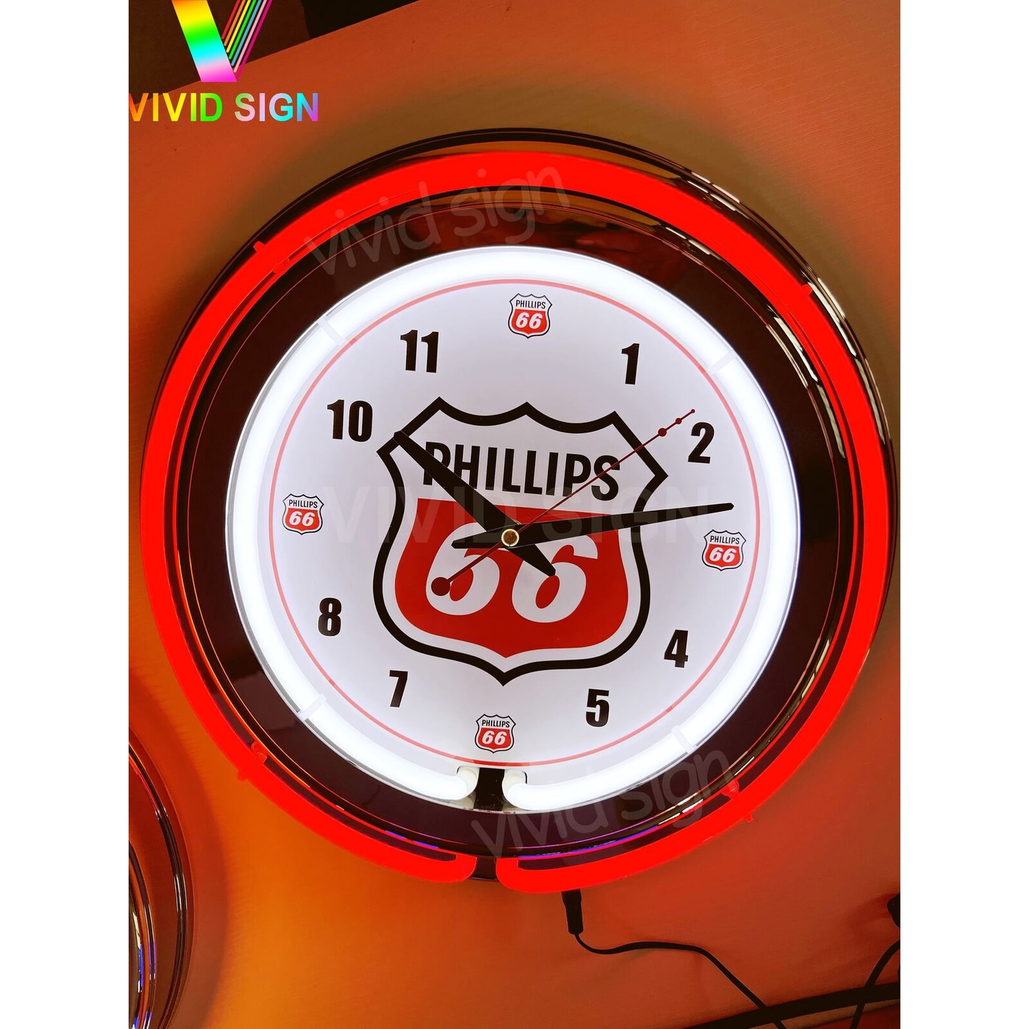 Queen Sense 15 Phillips 66 Gas Oil Neon Clock Wall Clock Man Cave Pub Bar Garage Decor 115P66GOLNC