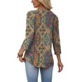 thumbnail image 6 of WIHOLL 3/4 Length Sleeve Crew Neck Button Fashion Clothing Dressy Casual Business Work Tops Summer Fall Outfits, 6 of 11